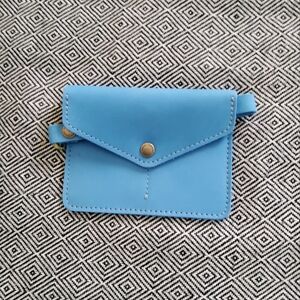 Portland Leather Goods passport wristlet iceberg blue New